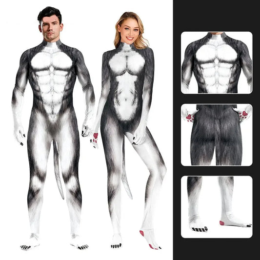 Husky Costume Bodysuit Unisex Couple Halloween Party