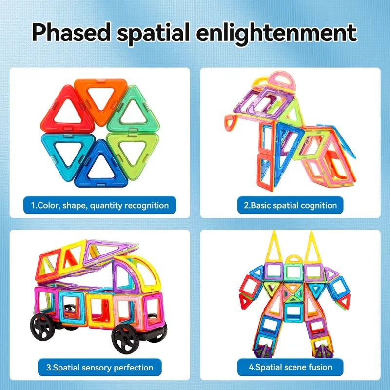 Magnetische Bouwblokken Set voor Kinderen, 30-168PCS Educatieve Magnetische Tegels voor Creatief Leren en Fantasierijk Spel