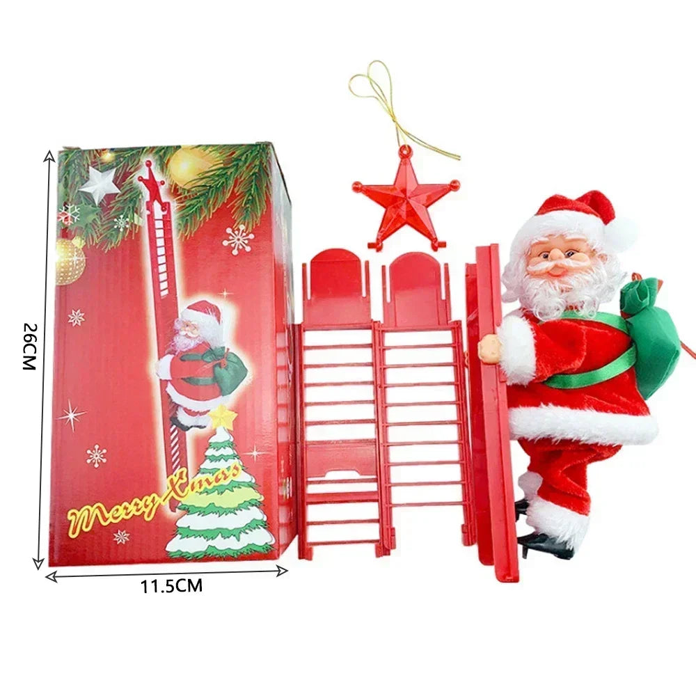 Musical Climbing Santa Claus Doll with Ladder - 20cm Plush Christmas Decoration, Festive Home Ornament for Kids, Holiday Gift 2025