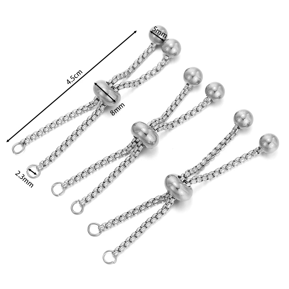Extensores de Pulsera de Acero Inoxidable Deslizadores Ajustables 3 Piezas