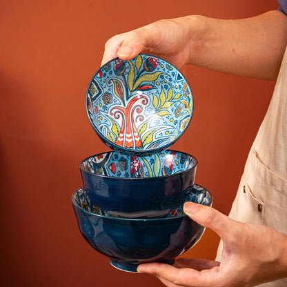 Boheme keramisk riskål retro nudelskål køkkengave