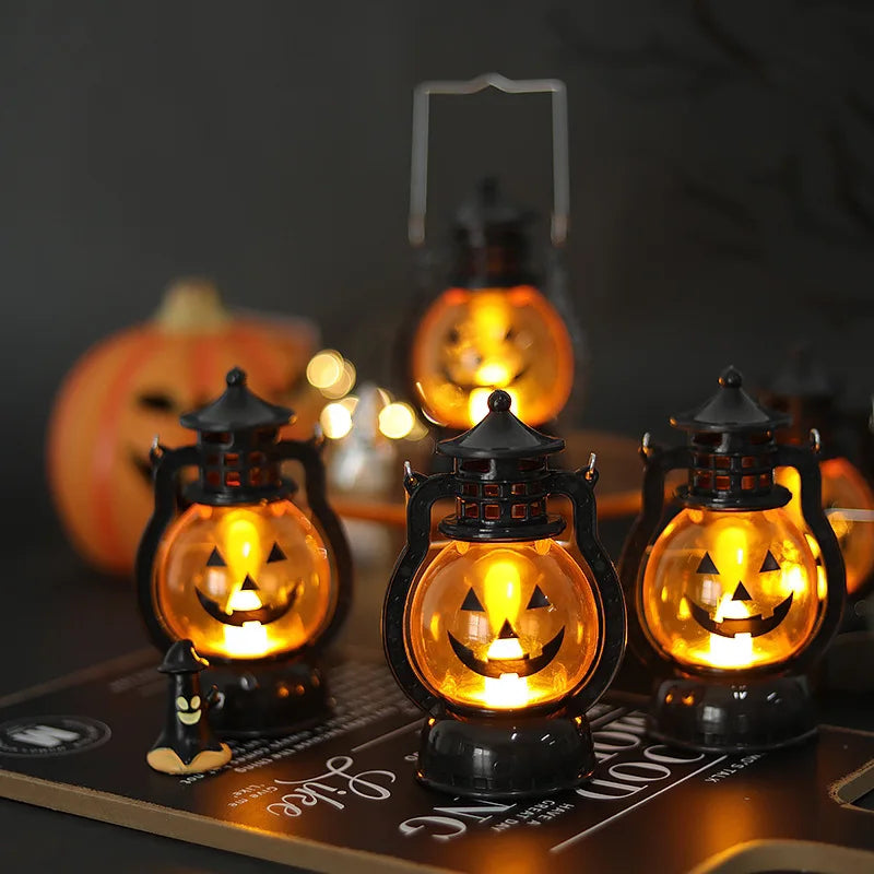 Halloween-LED-hanglamp in de vorm van een pompoen, spooklamp in retro-olielampstijl voor feest- en huisdecoratie, griezelig accessoire 2026