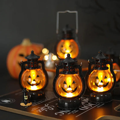 Halloween-LED-hanglamp in de vorm van een pompoen, spooklamp in retro-olielampstijl voor feest- en huisdecoratie, griezelig accessoire 2026
