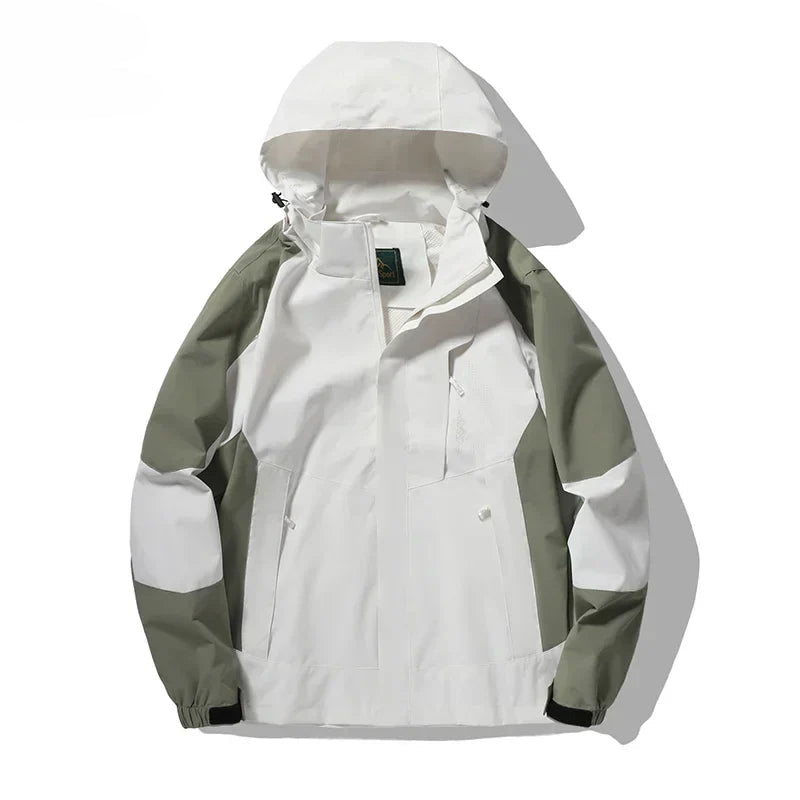 Chaqueta con capucha para hombre a prueba de viento - holgada y cuadrada, poliéster, para escalar