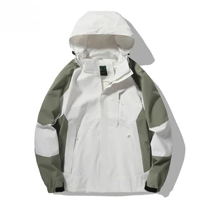 Chaqueta con capucha para hombre a prueba de viento - holgada y cuadrada, poliéster, para escalar