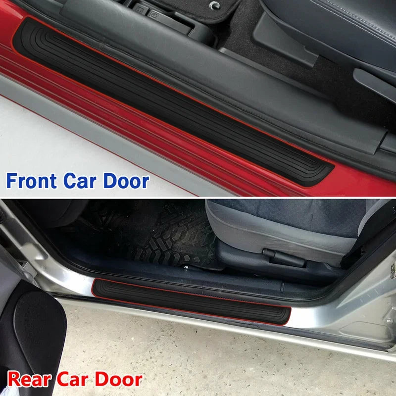 Black Rubber Car Door Sill Scuff Protectors - 4pcs Anti-Scratch Car Accessories