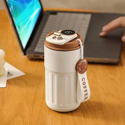 450ml Smart Display Thermos Bottle - 316 Stainless Steel Coffee Cup, Portable Thermal Mug for Office