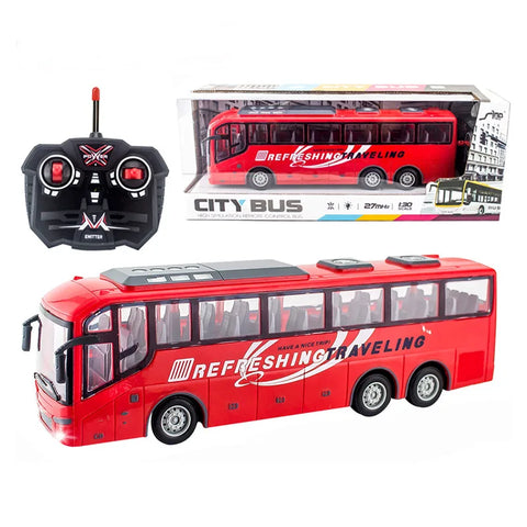 Remote Control Electric Tour Bus - Scale RC Vehicle with Lights for Kids, School & City Fun