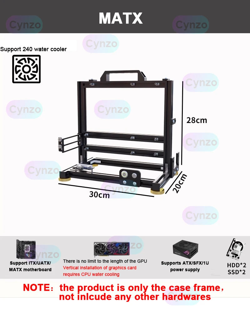 Boîtier PC ATX à cadre ouvert Rack modulaire refroidissement par eau et air