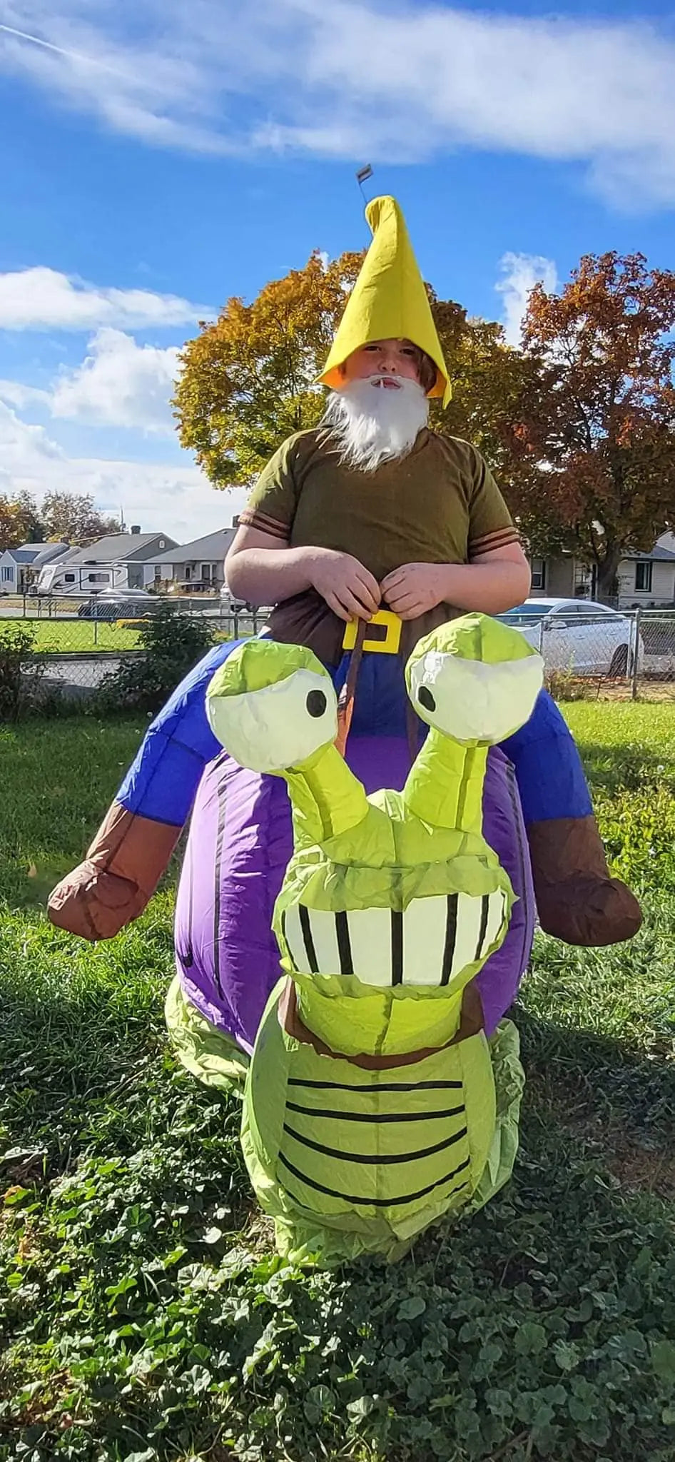 Grappig opblaasbaar bereden slakkenkostuum, dierencosplaypak voor volwassenen en kinderen, Halloween en carnaval 2026