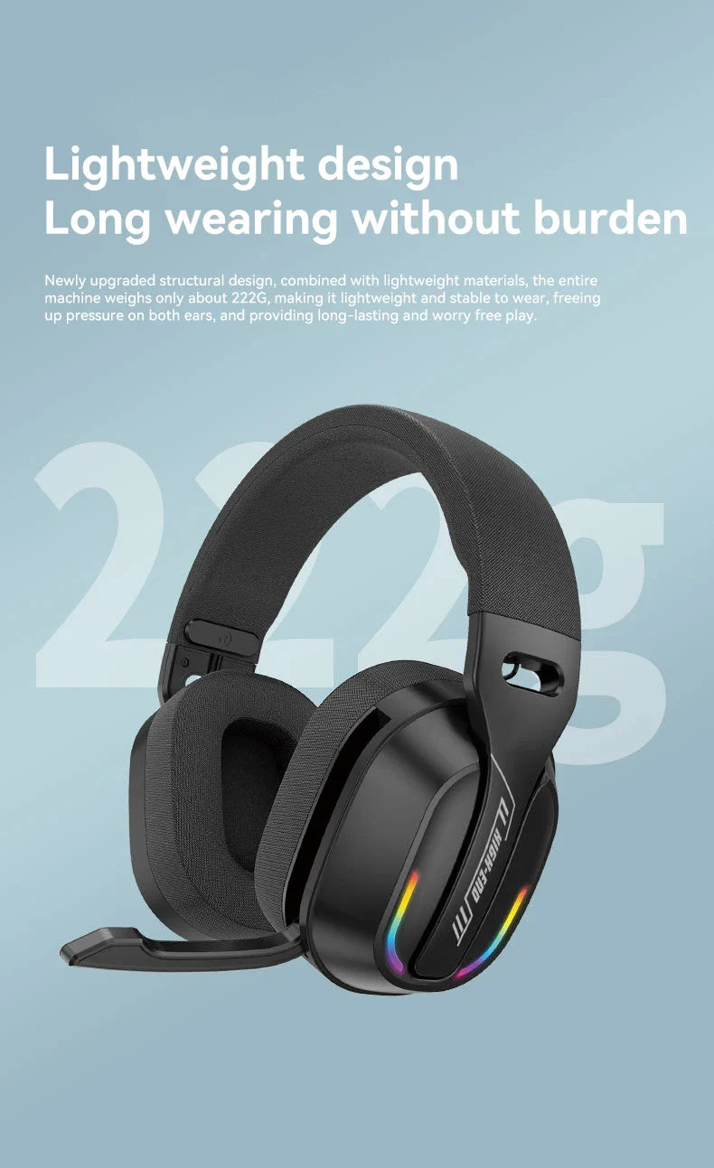 Gaming Headset Bluetooth 5.4 Wireless RGB Low Latency