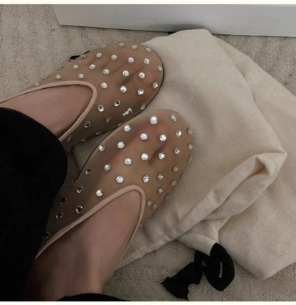 Breathable Women Ballet Flats - Mesh Crystal, Casual Walking