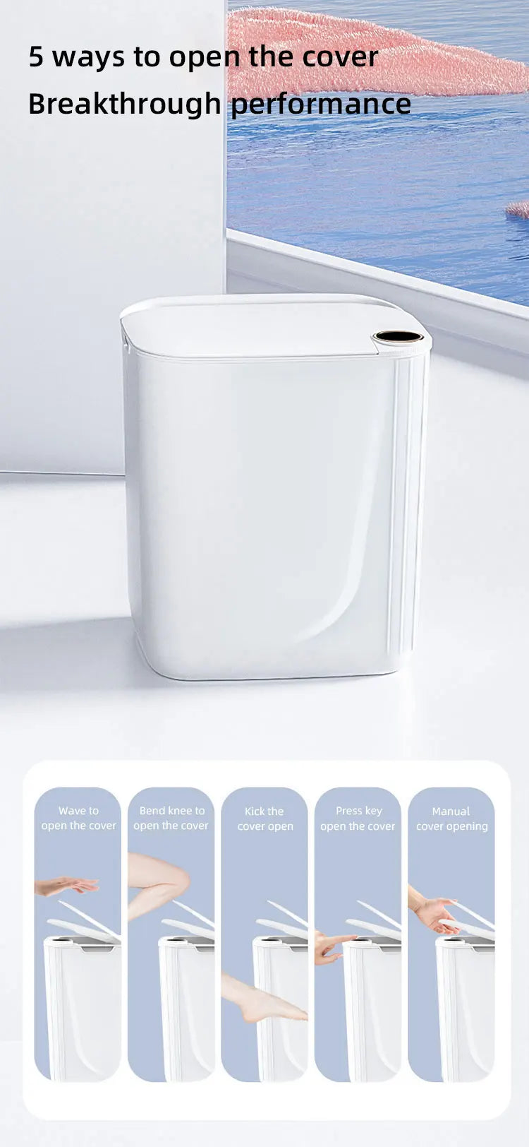 Smart Sensor Trash Can 20L Type C Rechargeable Bathroom