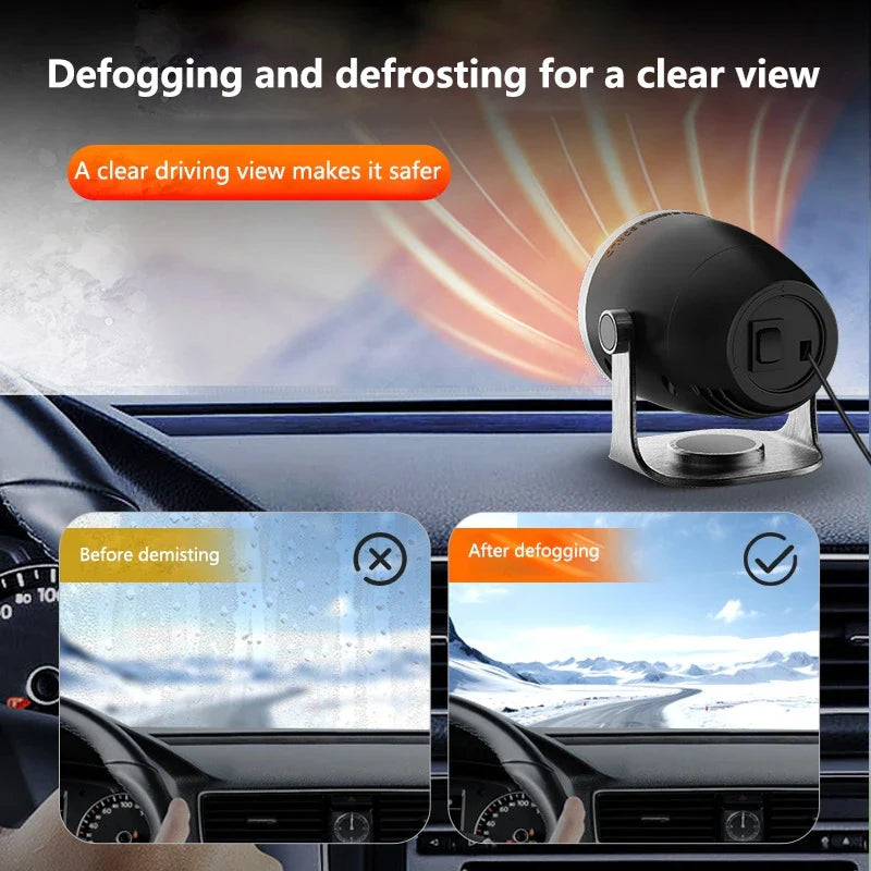 Autoheizung 3-in-1 12V/24V Windschutzscheiben-Enteiser Ventilator – Kompaktes Fahrzeug Armaturenbrett Klima Zubehör, Winter 2025 Sichereres Fahren