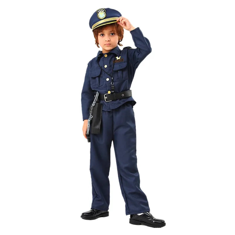 Kids Police Officer Cosplay Costume Accessories Set with Walkie-Talkie Whistle and Handcuffs Halloween 2026