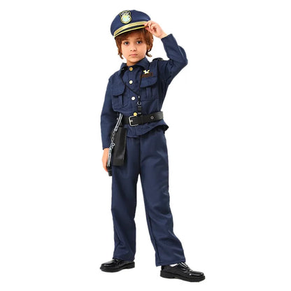 Kids Police Officer Cosplay Costume Accessories Set with Walkie-Talkie Whistle and Handcuffs Halloween 2026