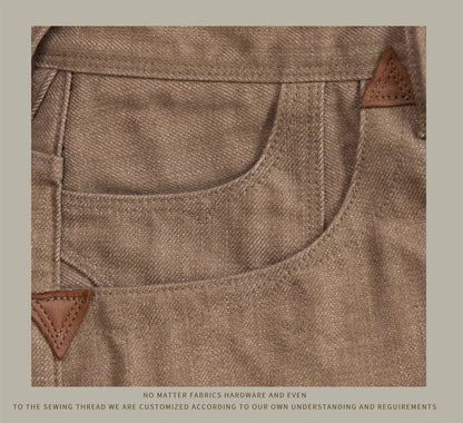 Holdbare avslappede rette jeans for menn - løse selvedge casual