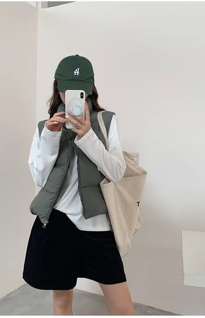 Lightweight Women's Down Vest - Cropped Boxy, Duck Fill