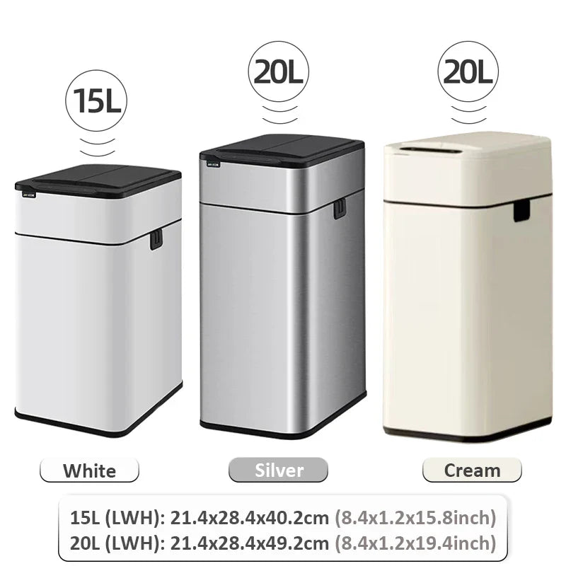 Trash Can 20L Stainless Steel Sensor Kitchen Bin Hands Free