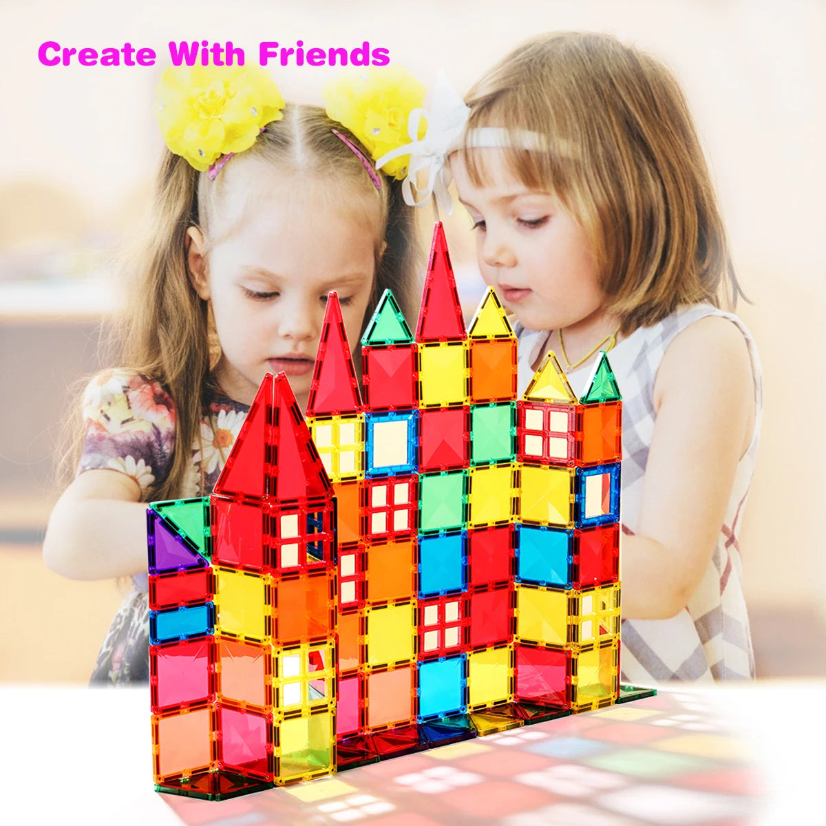 Magnetic Building Tiles Set for Toddlers - Montessori Educational Toys for Boys and Girls Aged 3 and Up