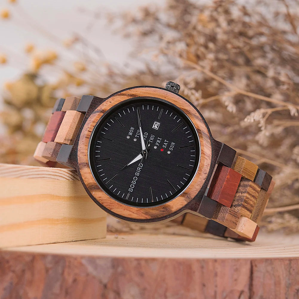 Wooden Couple Watches Handmade Quartz Date Unisex Display
