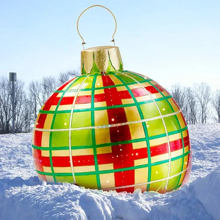 60CM Multicolor PVC Christmas Inflatable Ball - Giant Outdoor Decoration for Holiday Celebrations, Festive Ornaments and Gifts