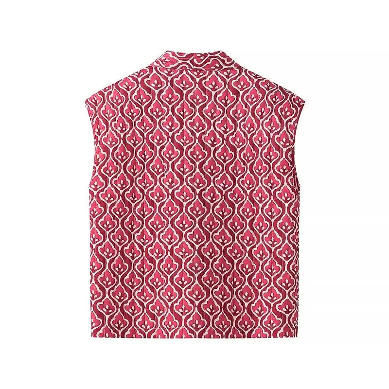 Insulating Women’s Quilted Vest - Loose Open Stitch, Cotton