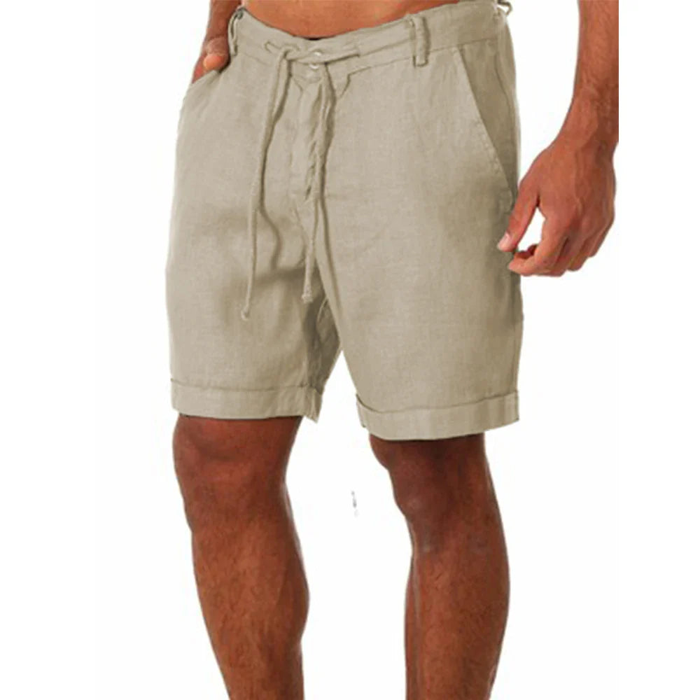 Lightweight Breathable Cotton Linen Summer Shorts for Men, Relaxed Fit Casual Beach Wear-2