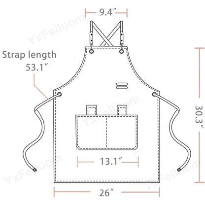 Custom Apron Waterproof Canvas Bib Apron With Adjustable Leather Look Straps Hospitality Fall 2025 Personalized Logo