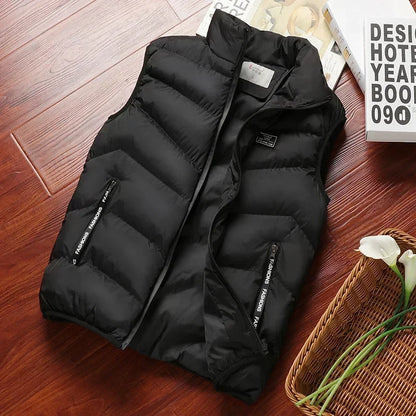 Warm Men’s Puffer Vest - Short Quilted, Polyester, Winter