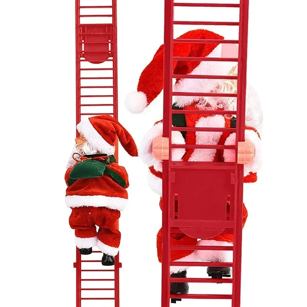 Musical Climbing Santa Claus Doll with Ladder - 20cm Plush Christmas Decoration, Festive Home Ornament for Kids, Holiday Gift 2025