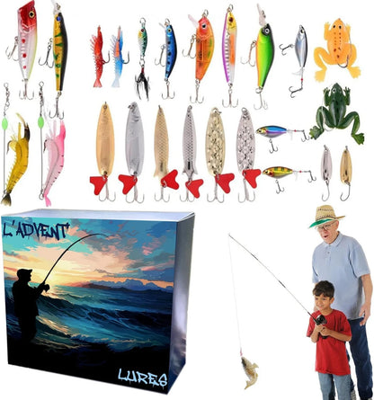 Calendario de Adviento de Pesca Kit de Cuenta Regresiva de Navidad de 24 Días