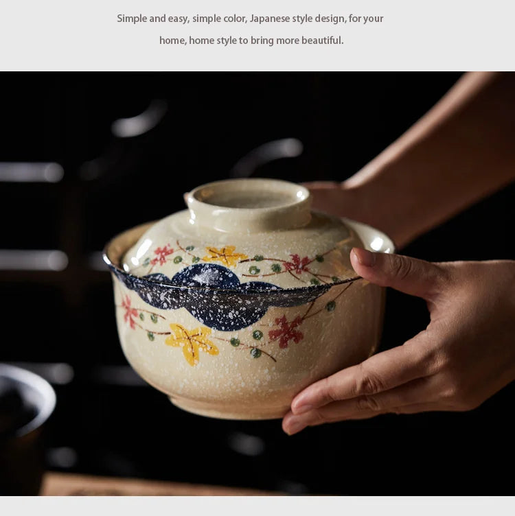 Ramen Skål Stor Keramik Med Lock Retro Höst 2025 Bordsporslin