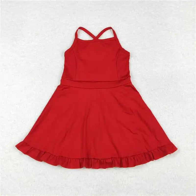 Soft girls' knit dress – knee-length, cotton-elastane, casual wear for active play