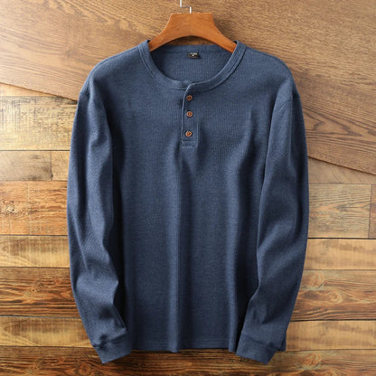 Soft Classic Men's Long Sleeve Pullover - Henley Knit