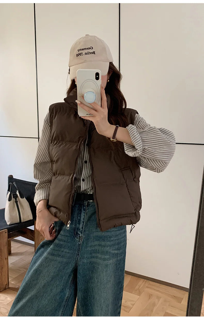 Lightweight Women's Down Vest - Cropped Boxy, Duck Fill