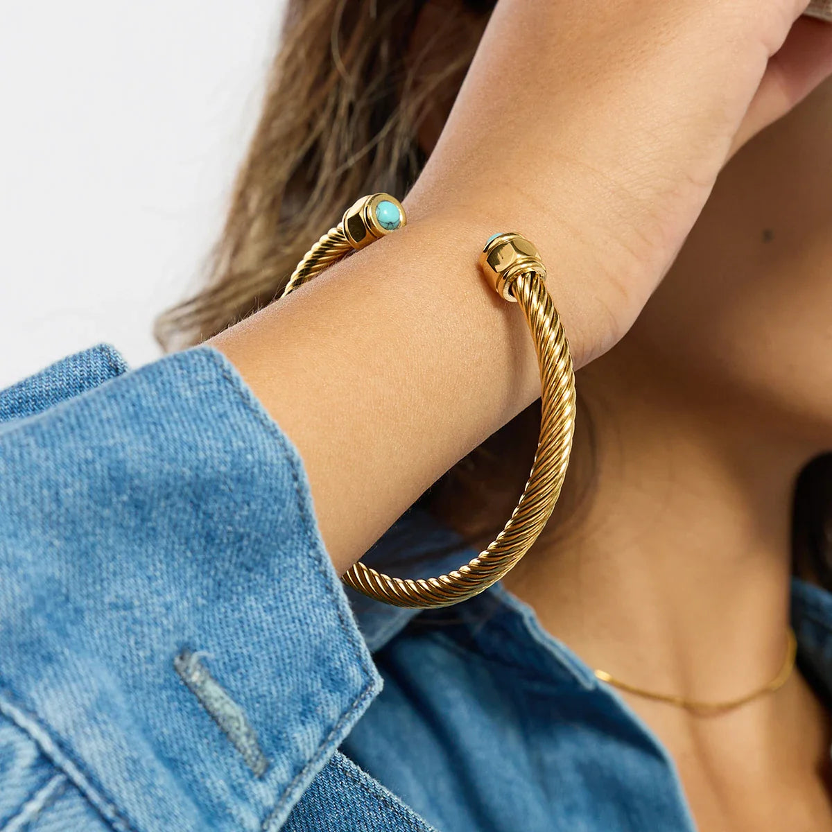 Gold Plated Stainless Steel Stackable Bracelet Set Cuff Jewelry For Elegant Layering Spring 2026 Gift