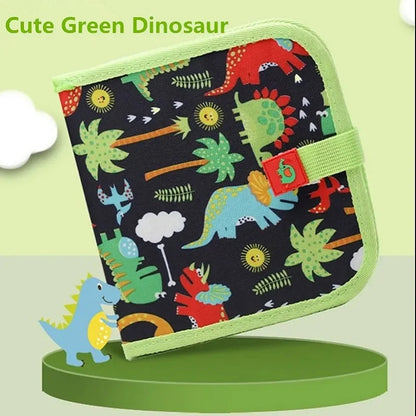 Tablero de dibujo mágico de 6 caras para niños: tablero de borrado educativo con 3 bolígrafos de tiza, lados transparentes y negros, actividad divertida para colorear