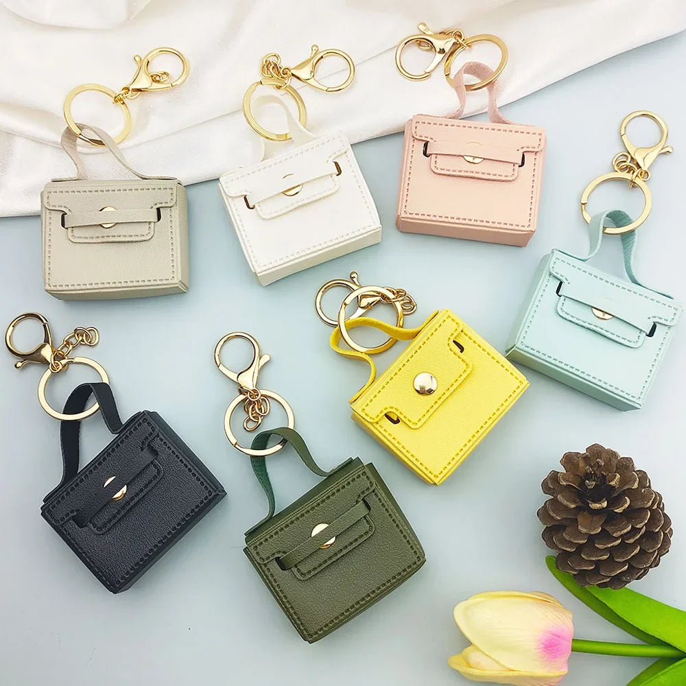 1+1 Gratis Birkin Inspiriert Mini Handtasche - Einfarbige PU Leder Münztasche Schlüsselanhänger Charm