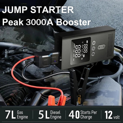 Jump Starter met luchtpomp Auto Jump Starter 3000A 150 PSI Inflator LED-licht Vallen 2025 Voorbereiding