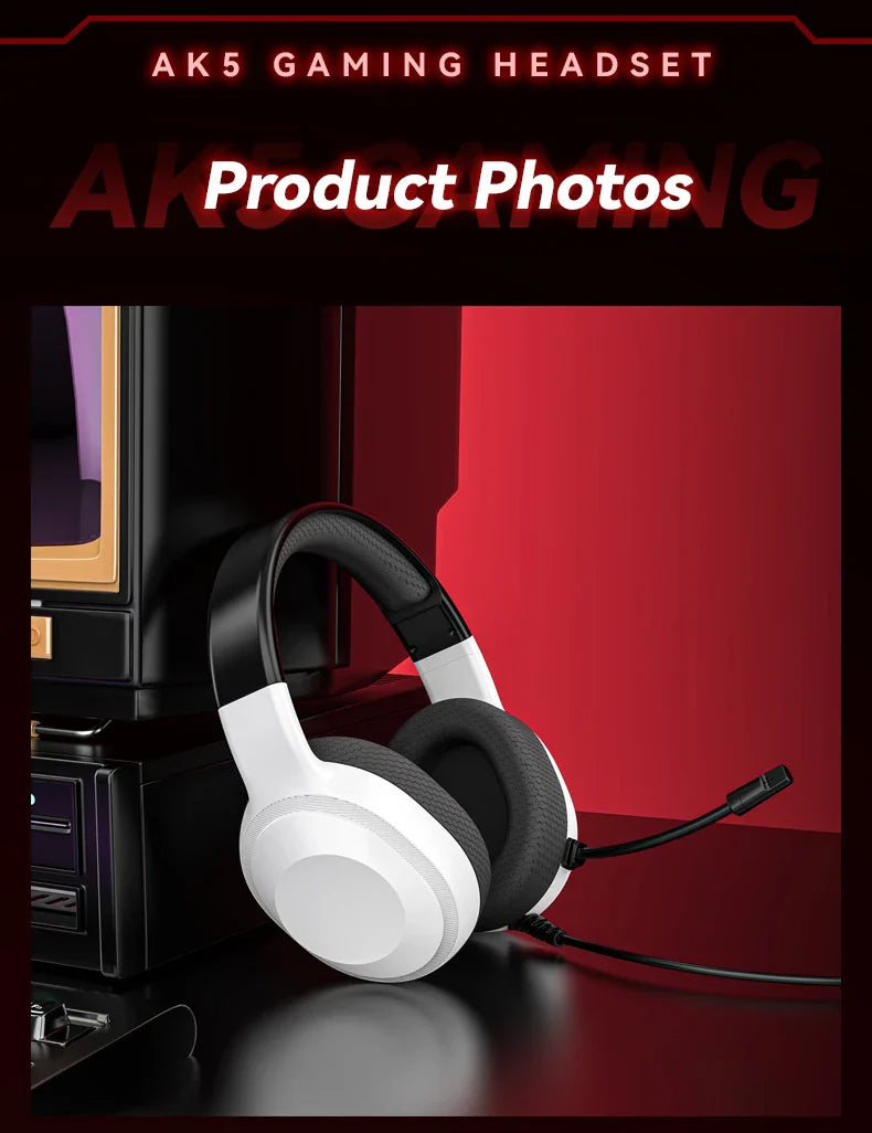 Gaming Headset Wired Lightweight With Omnidirectional Mic