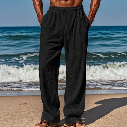 Drawstring Casual Beach Trousers - Loose Comfortable Solid Color Pants for Summer