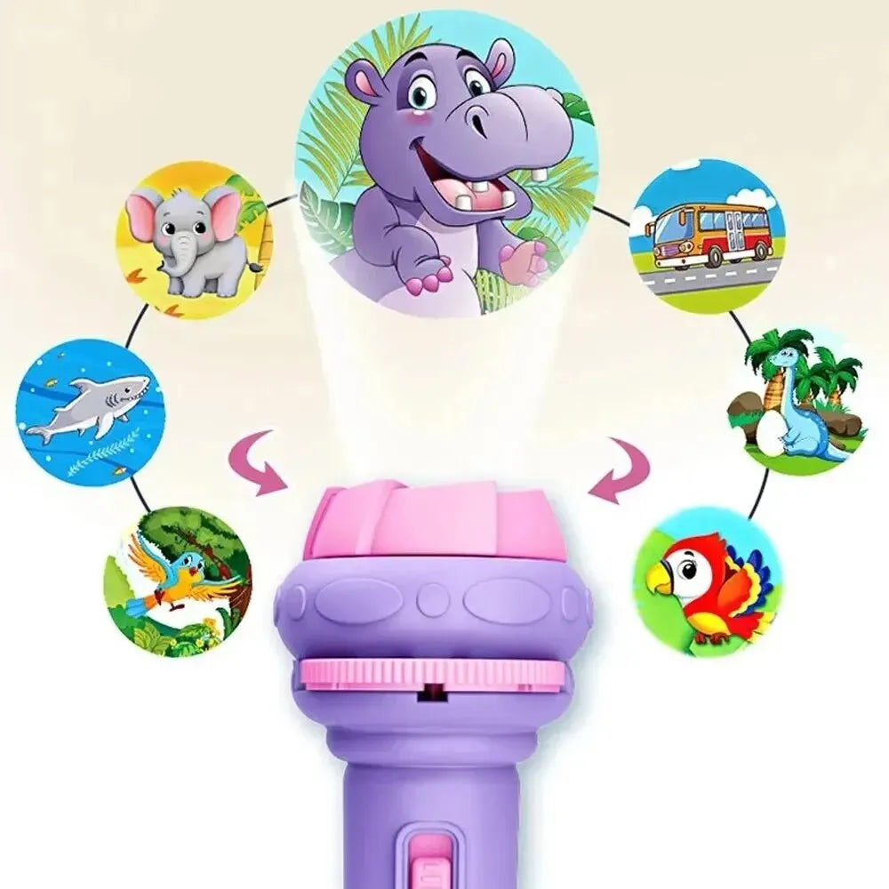 Creative Cartoon Flashlight Projector Set for Kids - 10 Cards with 80 ...