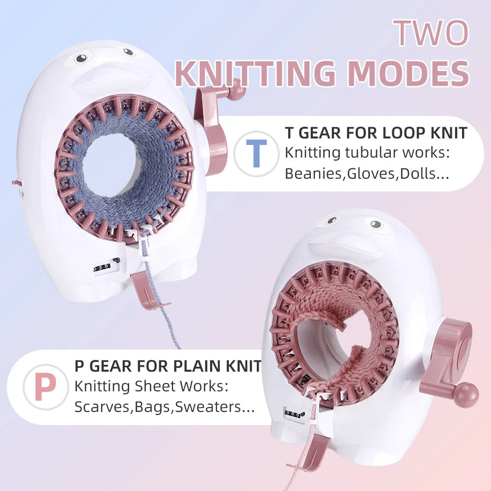 Knitting Machine 22-Needle Penguin Loom Kit Manual Circular Knitter Fall 2025 DIY Scarves Hats Socks