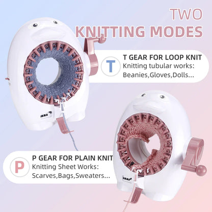 Knitting Machine 22-Needle Penguin Loom Kit Manual Circular Knitter Fall 2025 DIY Scarves Hats Socks