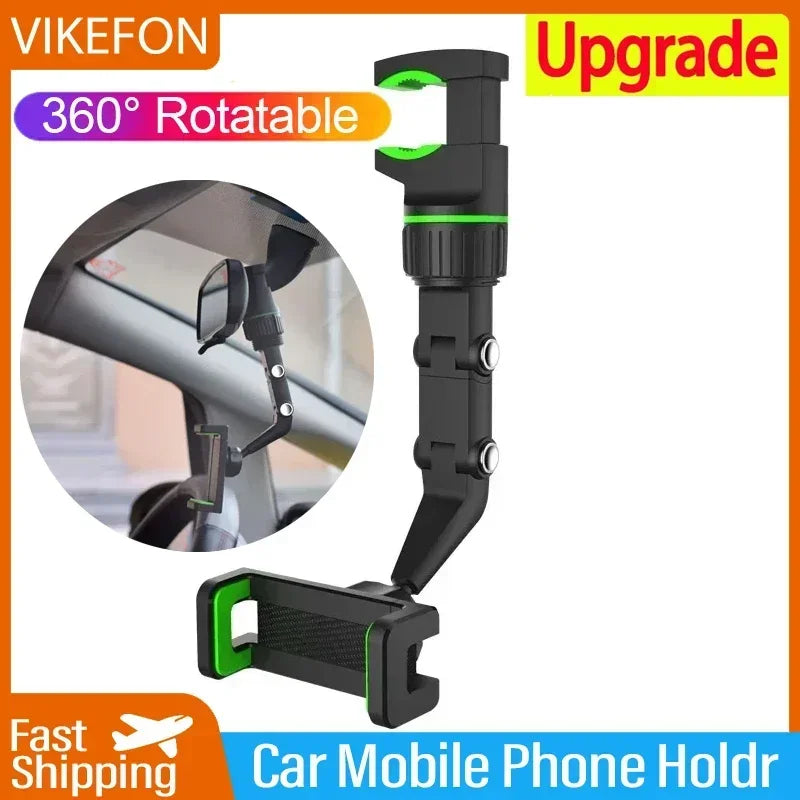 360° Rotatable Universal Car Accessories Phone Holder - Rearview Mirror Clip Bracket for Travel