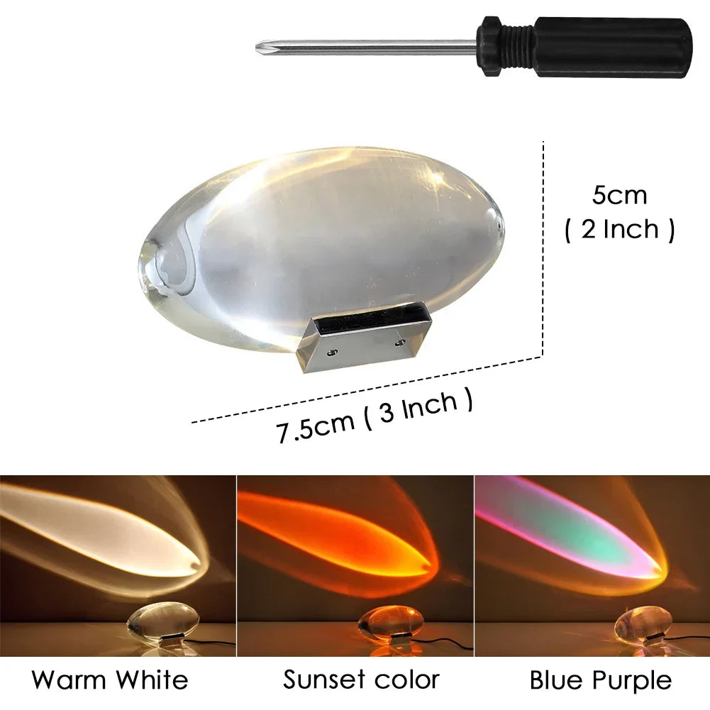 LED Table Lamp Crystal Projector Oval Glass Bedside Lamp Fall 2025 Halloween Mood Lighting Decor