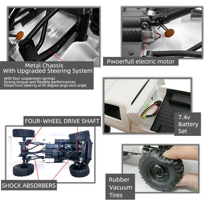 RC Car 1:16 Scale 4WD Rock Crawler Electric Off Road Buggy With LED Lights Gift For Kids 15-20 Min Run Time