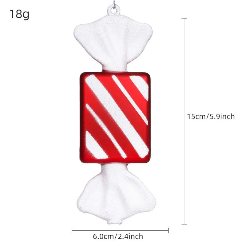 Red and White Christmas Candy Ball Ornaments - 2023 Holiday Tree Decorations, Cute Lollipop Pendant for Home Party and Winter Celebrations