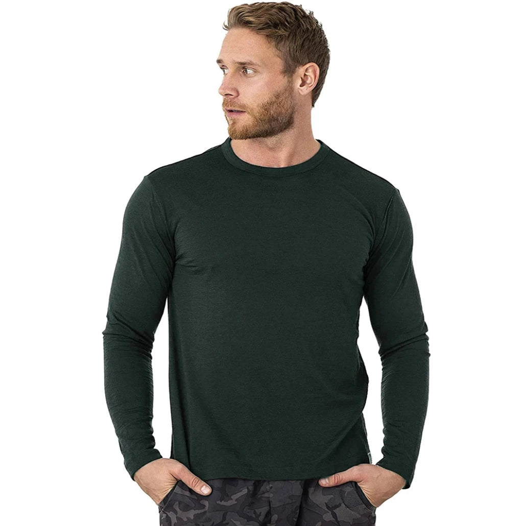 Merino Wool Thermal Base Layer Set Men's - 240G Midweight Long Sleeve Top & Free Hiking Socks